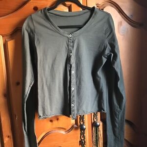 Gaia Conceptions Crew Button front simplicity cropped shirt